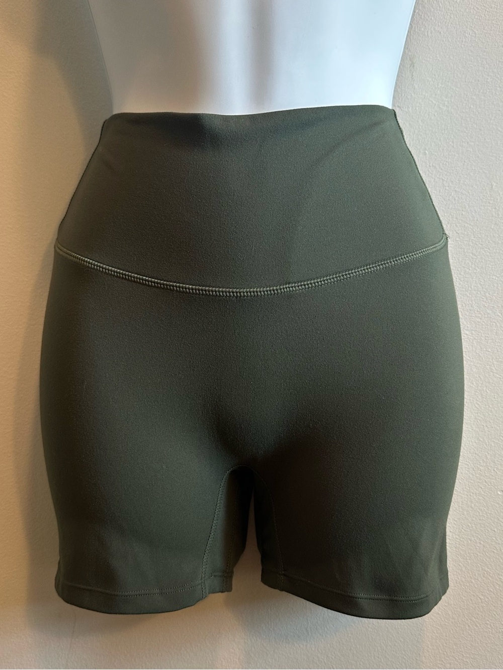 High-Rise Olive Green Women’s Stretch Performance Shorts